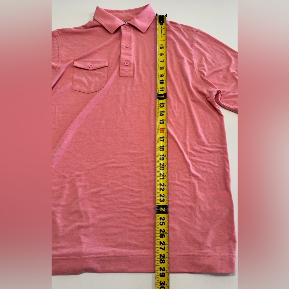 FootJoy Mens Pink Polo Golf Shirt Pocket Front FJ Collar - Size LG Athletic Fit - Picture 9 of 9